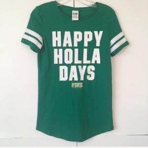 PINK Victoria's Secret Tops - Pink Victoria’s Secret Happy Holla Days Tee PINK Victoria's Secret Tops - Pink Victoria’s Secret Happy Holla Days Tee